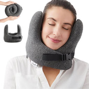 Cuscino per auto con schiuma espansa, rivestimento lavabile, cuscino per collo regolabile - grigio
