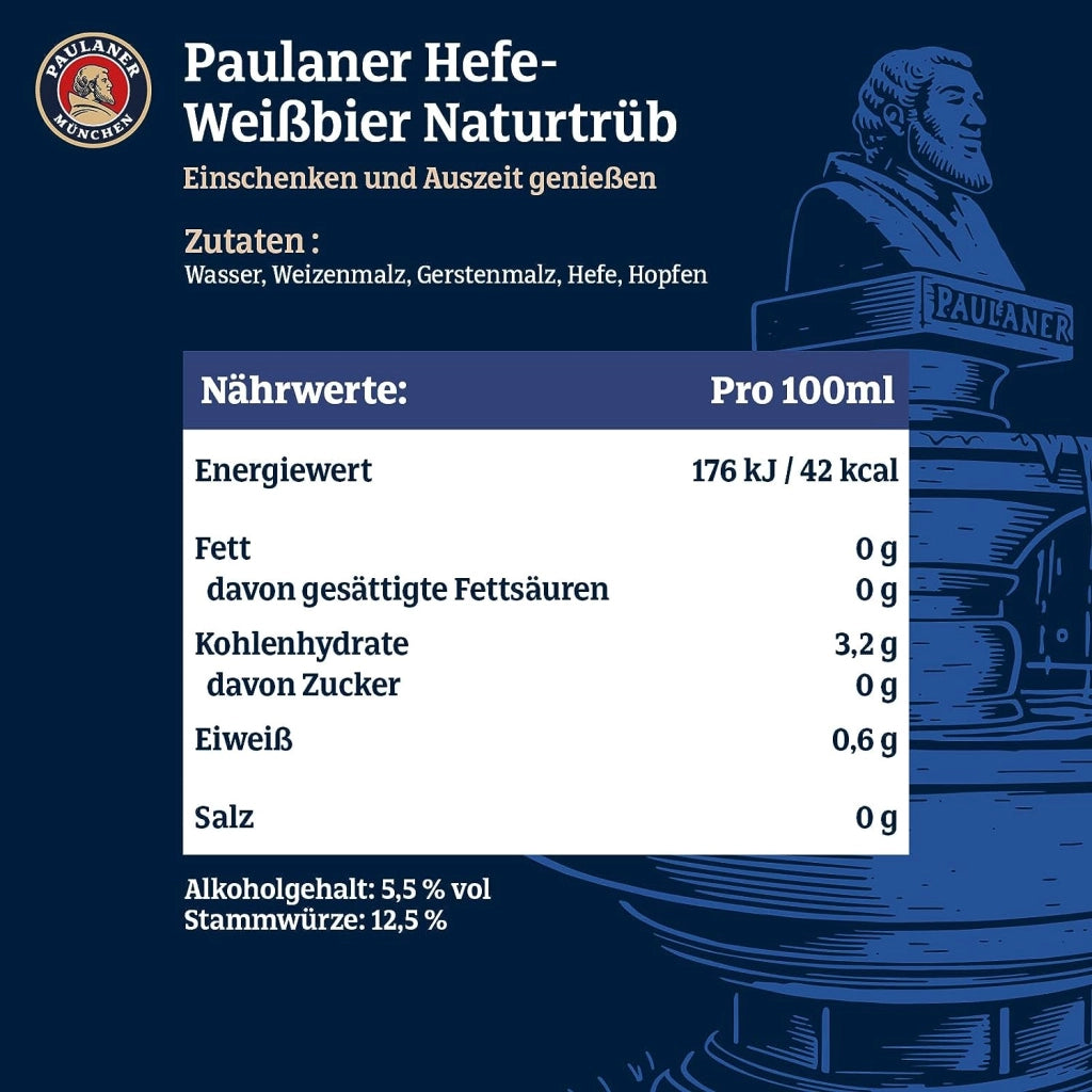 Paulaner birra hefe-weisbier naturtrub fusto da 5 litri
