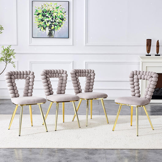 Set 2 sedie da pranzo - Xylo - velluto grigio chiaro gambe dorate