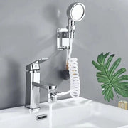 Douchekop per lavandino con tubo estensibile, ideale per il lavaggio dei capelli o la pulizia di lavandini e bidet.