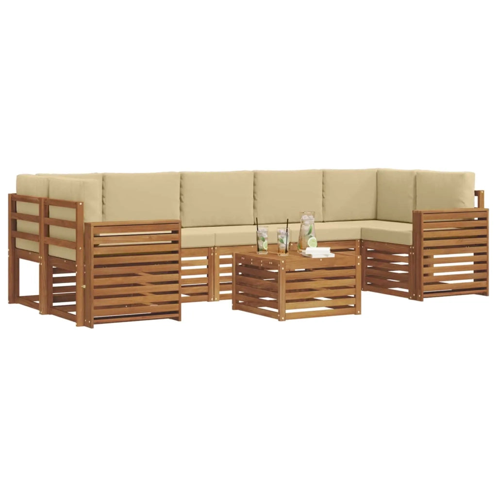 Set di divani da esterno con cuscino 8 pcs Naturale e Beige 3374538