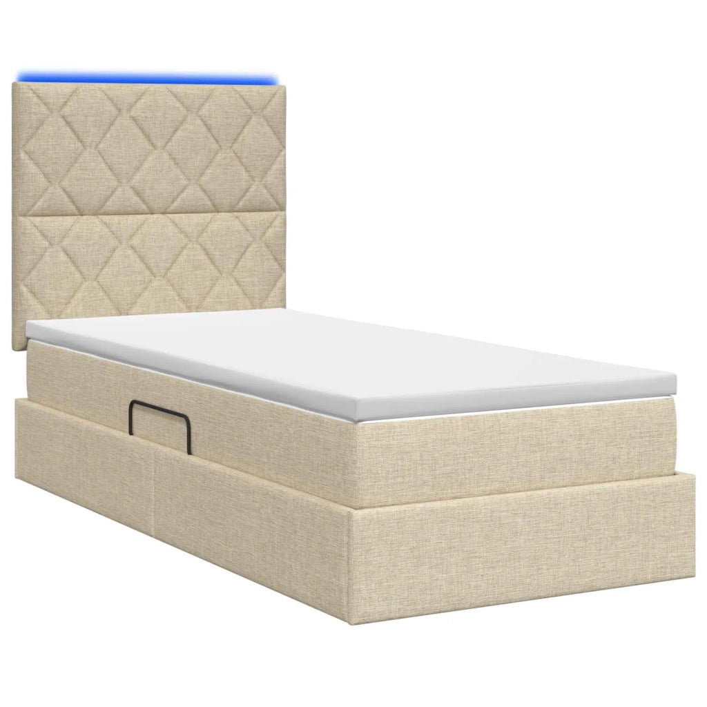 Letto con contenitore LED e materasso Crema 90 x 200 cm Tessuto 3459985