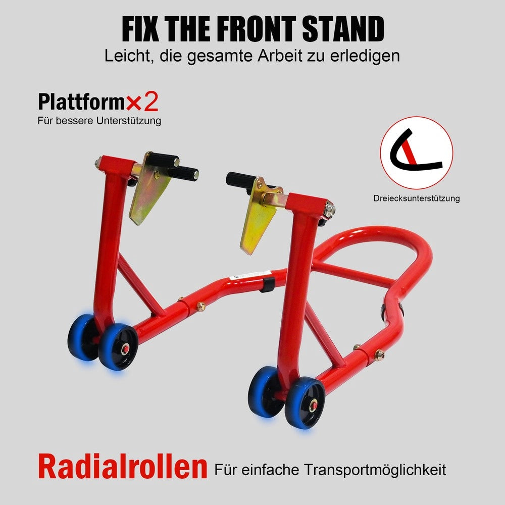 Cavalletto per Moto 200 kg con Aggancio Anteriore e Posteriore ¨C MINIMAL ¨C Rosso