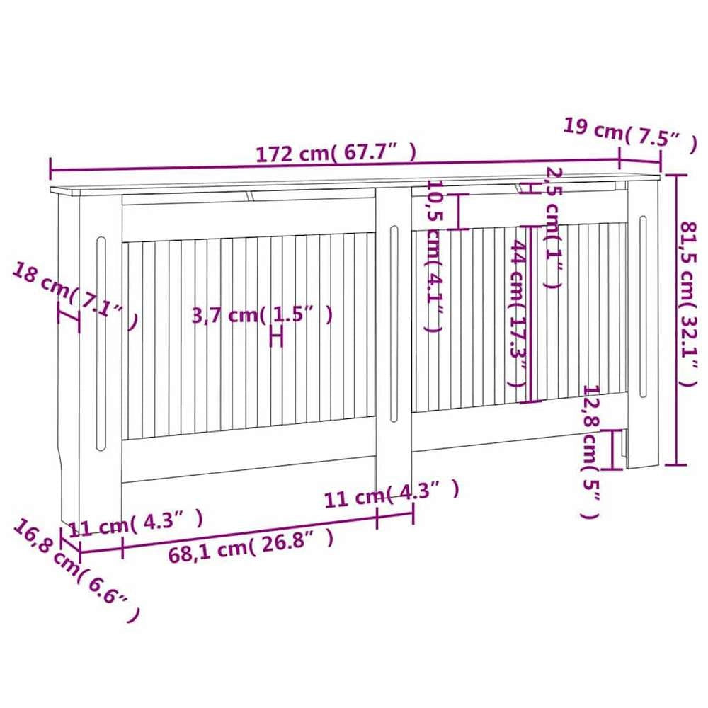 Radiator Cover White MDF 172 Cm