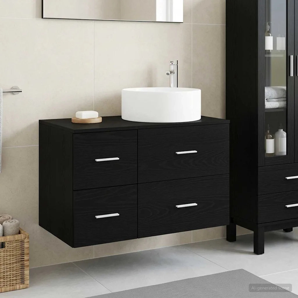 Set di mobili per il bagno 2 pz Rovere Nero 3404009