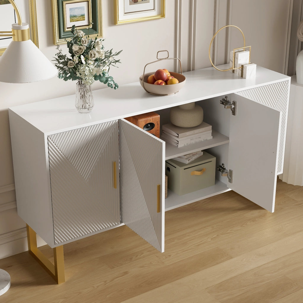 Credenza moderna bianca 150 cm con 4 ante e ripiani regolabili