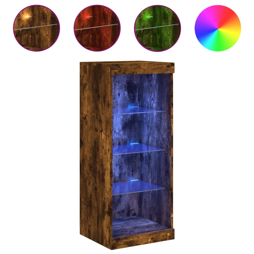 Credenza | Madia | Buffet da pranzo | Armadio da pranzo con Luci LED Rovere Fumo 41x37x100 cm