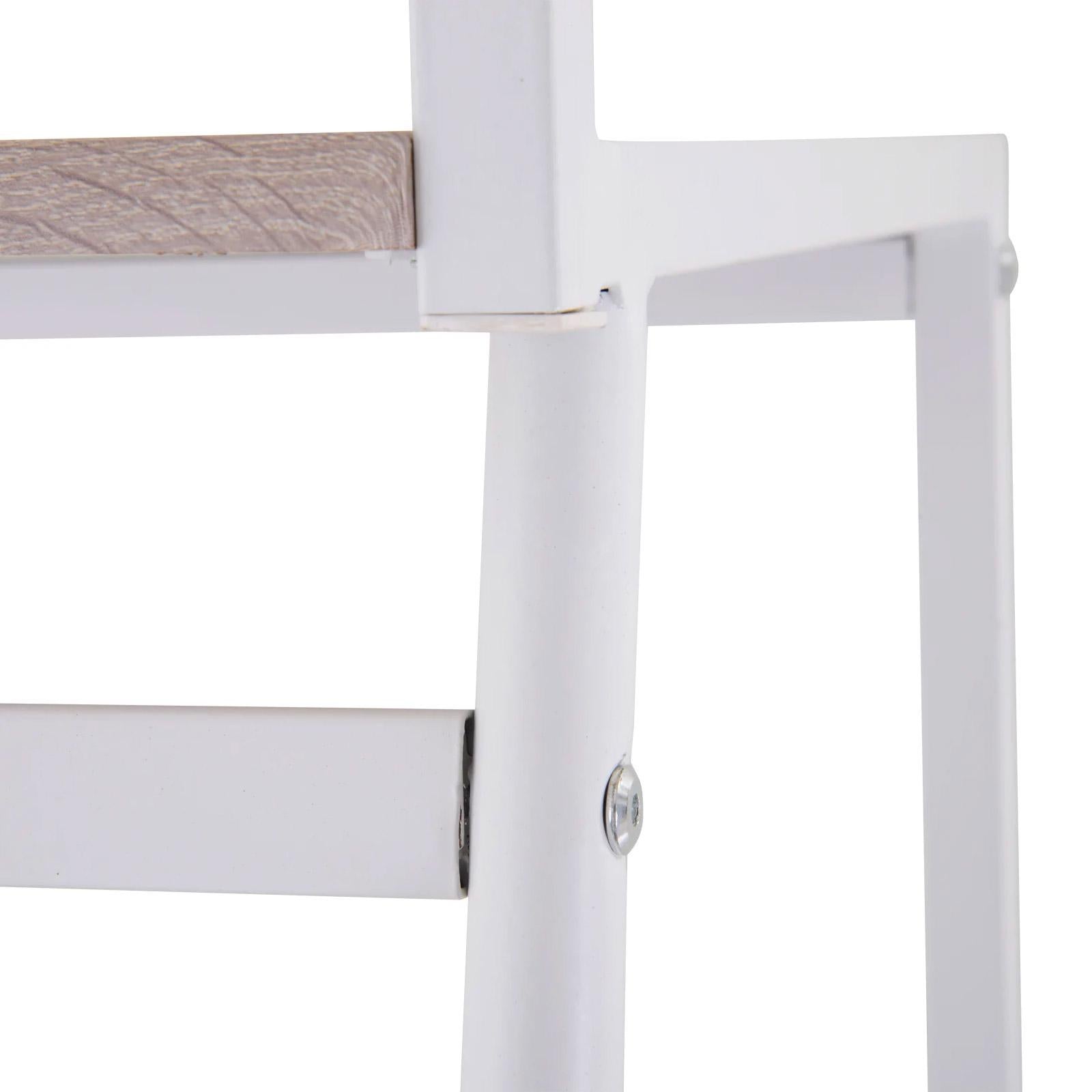 Set da Pranzo Tavolo e 4 Sedie in Metallo e MDF Bianco e Legno