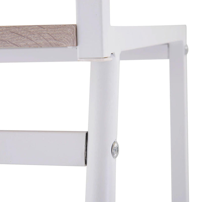 Set da Pranzo Tavolo e 4 Sedie in Metallo e MDF Bianco e Legno