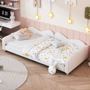 OKWISH Letto Bambino 90×200 cm, Letto Singolo con Schienale, Braccioli, Testiera e Pediera, senza Materasso, Bianco