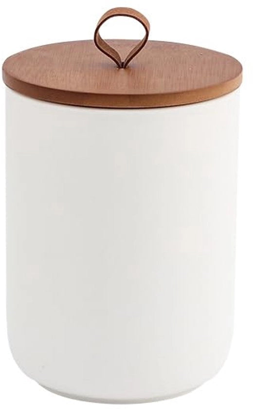 Vaso ceramico moderno con coperchio, contenitore per zucchero, caffettiera, contenitore alimentare per caffè in grani, zucchero, tè, spezie, ecc. (bianco 1.300 ml)