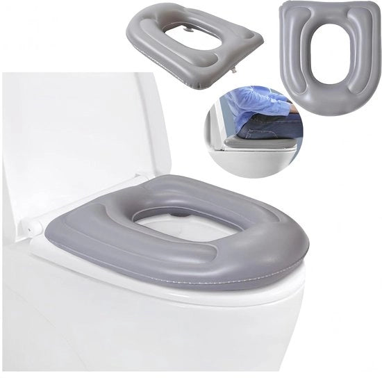Cuscino donut gonfiabile per sollievo da dolore alla caviglia - Cuscino per sedersi più spesso per il bagno - Visiera per il bagno regolabile con pompa di aria