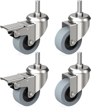 Set di 4 ruote per mobili 50 mm con viti a filo 10 mm x 25 mm - Ruote pesanti con freno fino a 30 kg per ruota - Ruote di trasporto per uso interno ed esterno - Ruote inclinabili per diversi tipi di pavimento