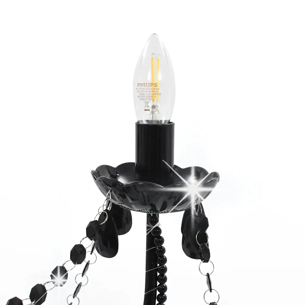 Lampadario con Perline Nero 8 Lampadine E14 CFW2935066