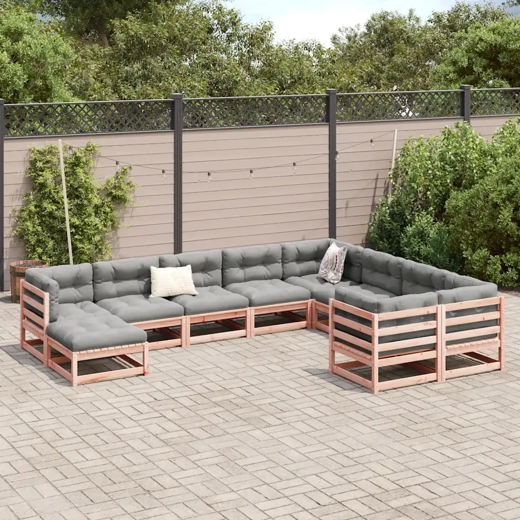 Set Divani da Giardino 10 pz in Legno Massello Abete Douglas