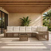 Set Divano da Giardino 8 pcs Beige e Bianco Crema polyrattan 3435138