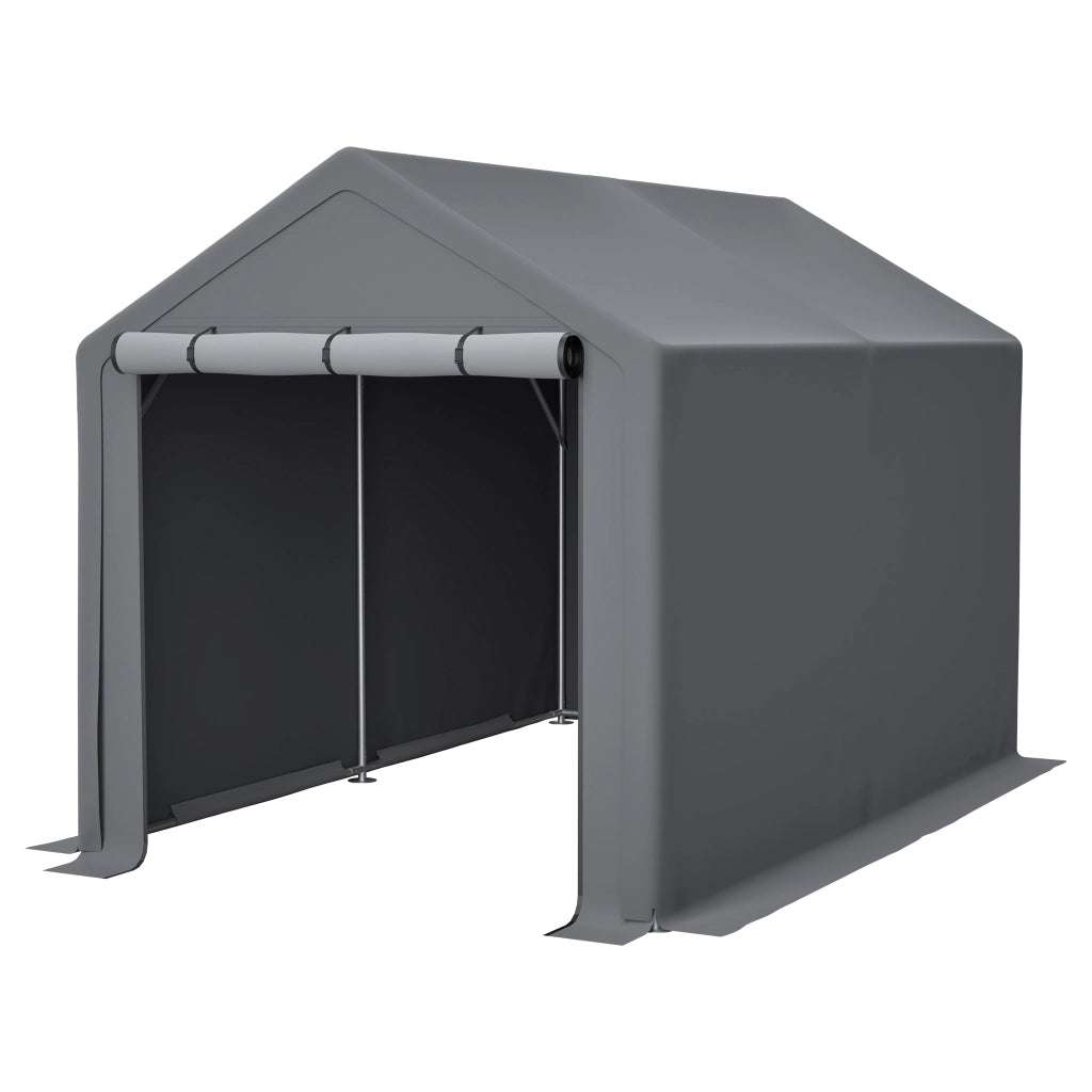 Tenda Garage da Giardino 296x190x200 cm Grigio Scuro con Telo PE 170 g/m² e Telaio in Acciaio Zincato