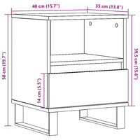 Comodino Grigio Cemento 40x35x50 cm in Legno Multistrato 830644