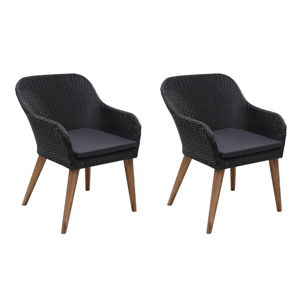 Sedie da Esterno con Cuscini 2 pz in Polyrattan Nero  cod mxl 12739