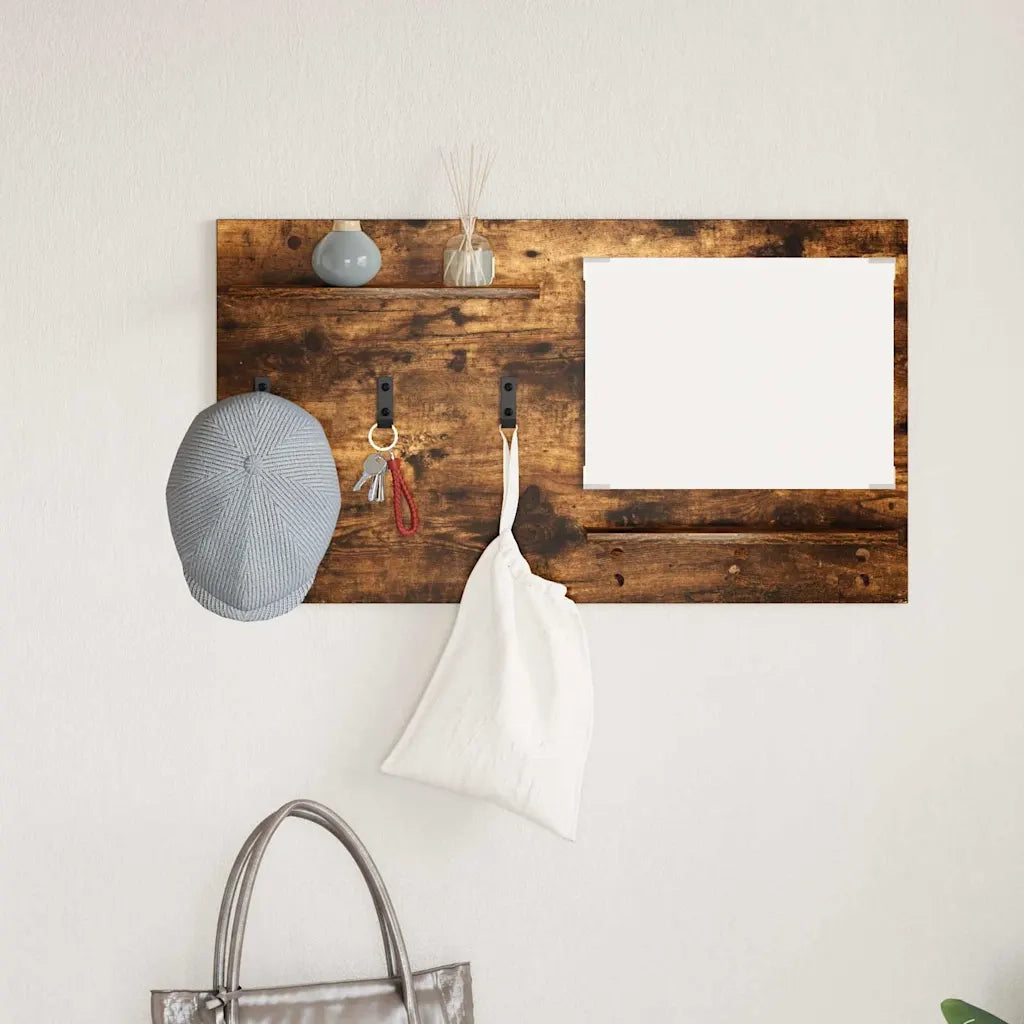 Appendiabiti a muro con lo scaffale Rovere fum¨¦ 90 x 10 x 50 cm CFW8162690