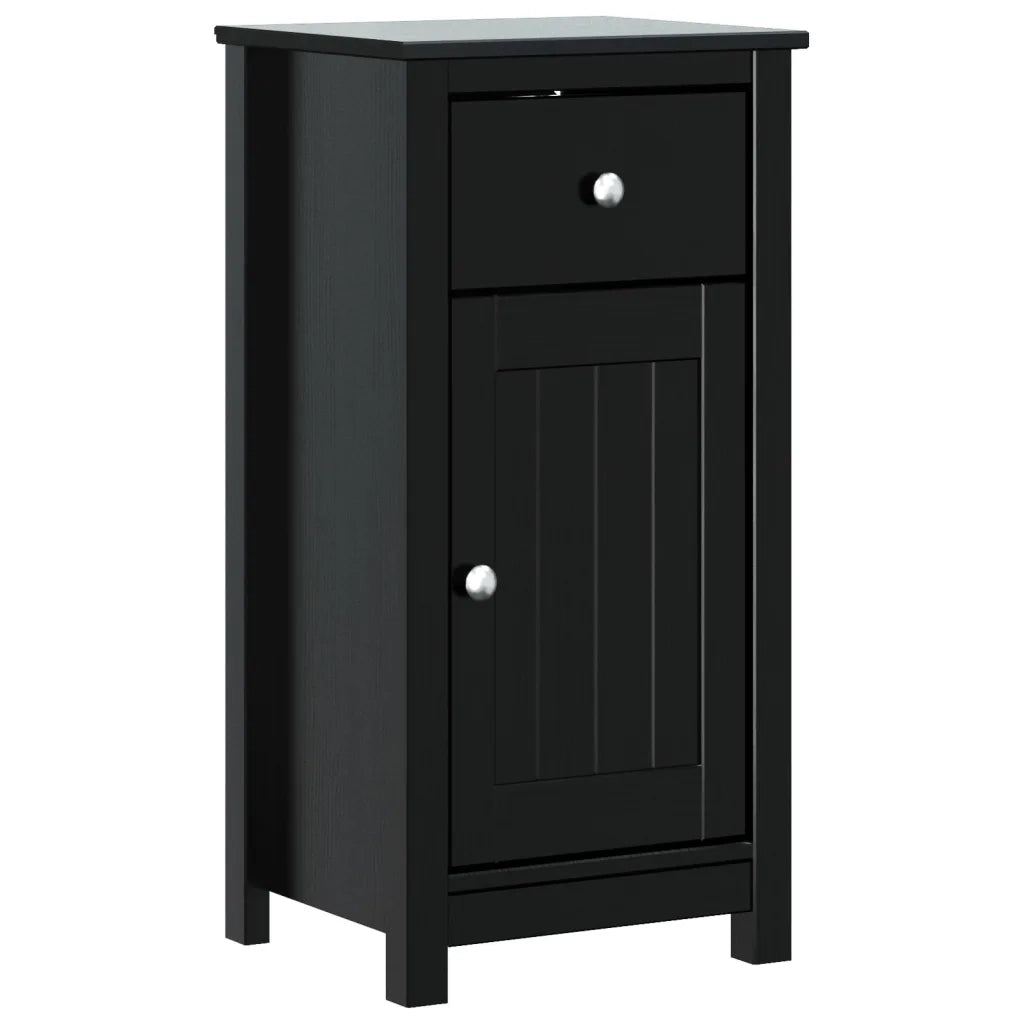 Set Mobili da Bagno 4 pz BERG Nero in Legno Massello di Pino 3206503