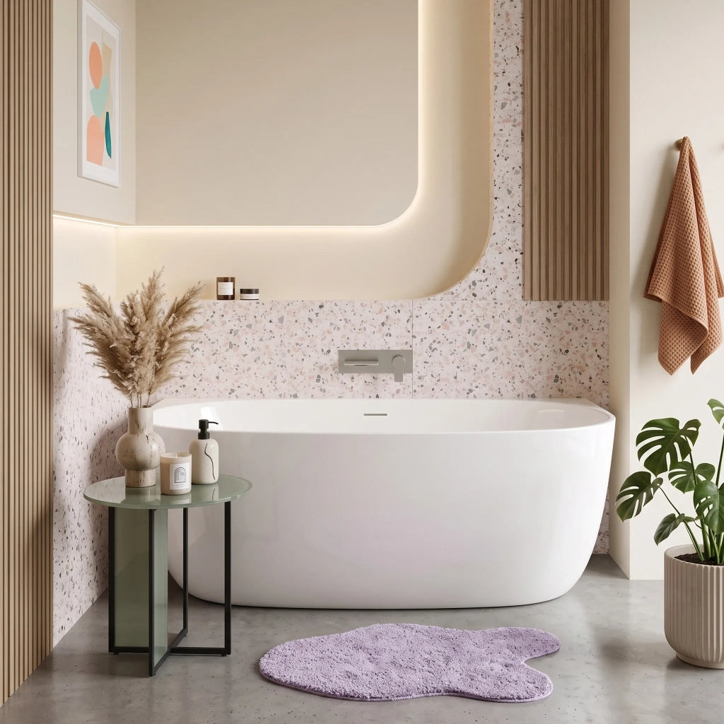 Vasca Bagno A Parete Rea Eris 150cm Copritappo bianco