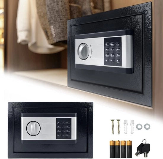 Safetta Elettronica in Acciaio | Codice Pin Digitale e Chiavi | Capacità 12L/22L/34L | Installazione Facile
