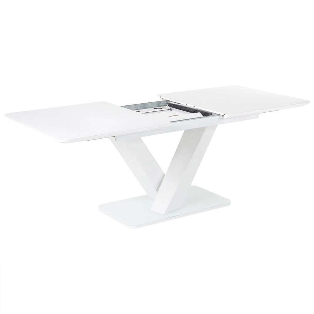 Tavolo Da Pranzo Allungabile Piano In Vetro Bianco MDF 160/200 x 90 cm Rettangolare