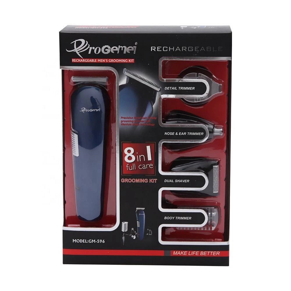 Trade Shop - Rasoio 8in1 Gm596 Batteria Ricaricabile Trimmer Kit Cura Uomo Tagliacapelli Barba -