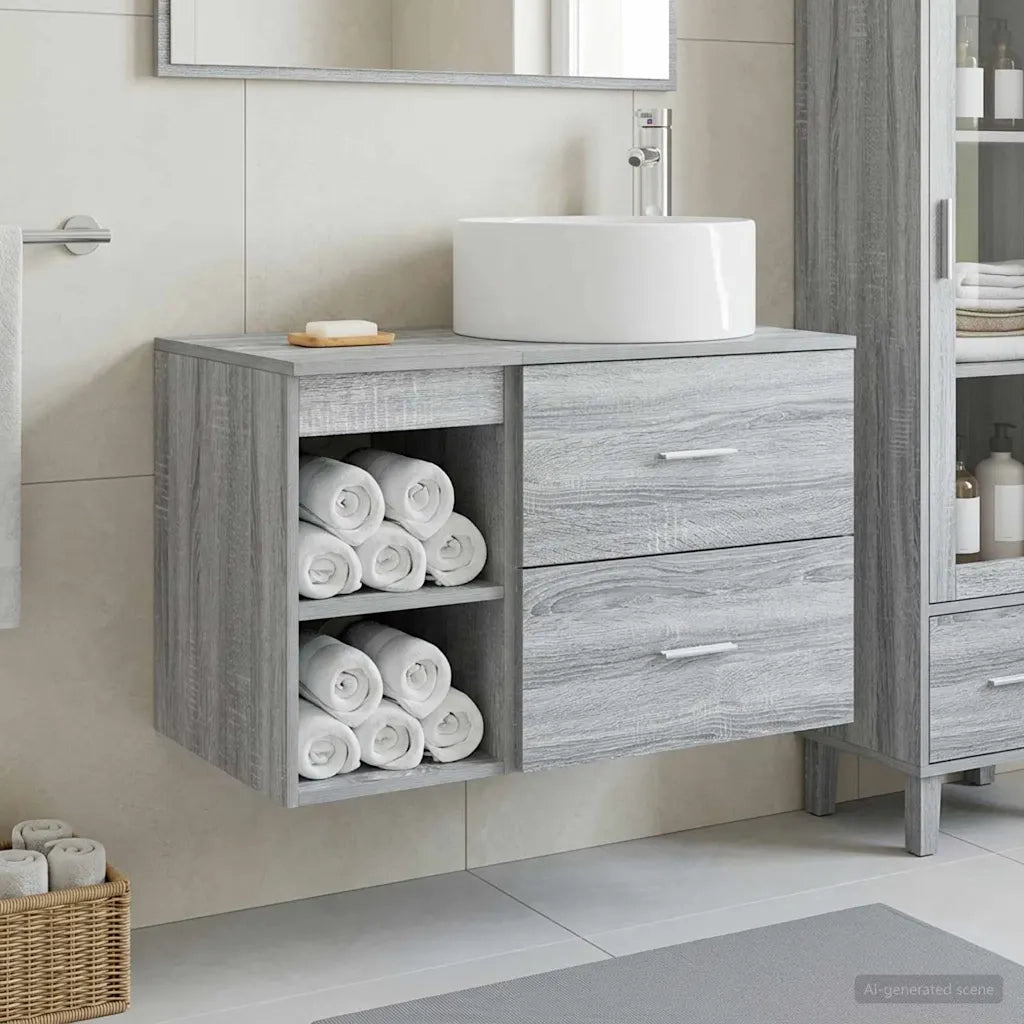 Set di mobili per il bagno 2 pcs Sonoma grigio 3403933