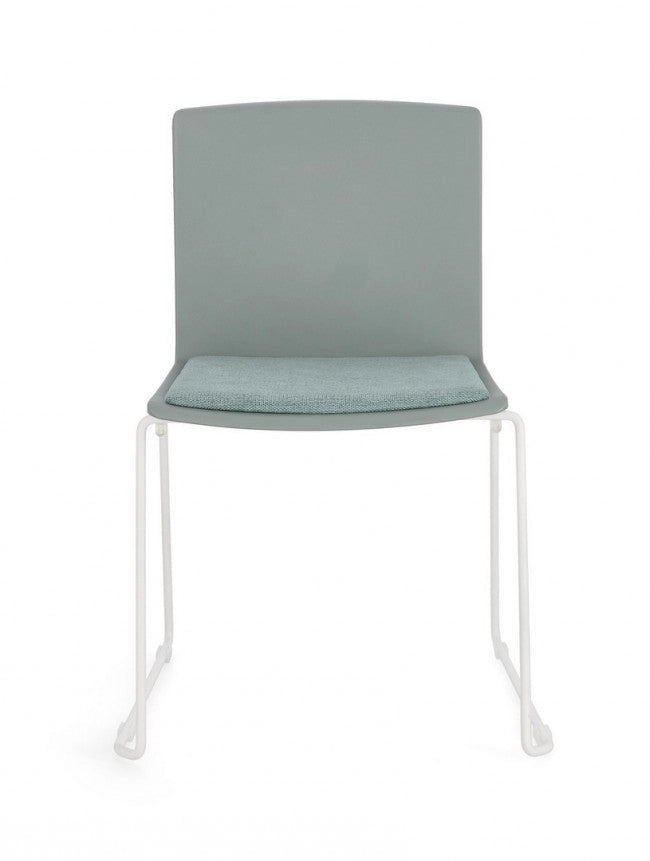 Set 4 Sedie 43,5x50x79 cm Giulia in Poliestere Bianco e Verde Salvia