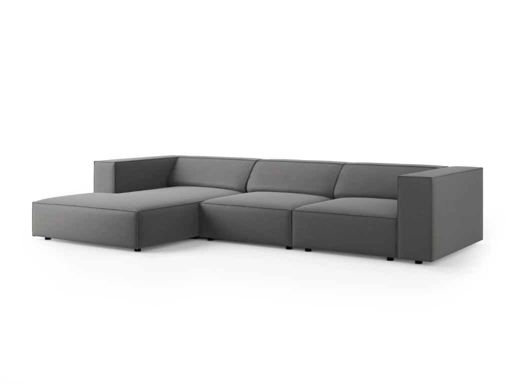 Cosmopolitan Design - Divano angolare sinistro "Arendal" 4 posti in velluto cemento 
