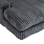 Chaise Longue da Interno 1 Posto con 3 Cuscini; Senza Montaggio; Seduta Ergonomica in Velluto a Coste Grigio Scuro