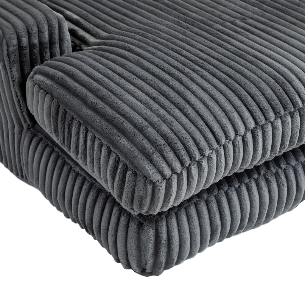 Chaise Longue da Interno 1 Posto con 3 Cuscini; Senza Montaggio; Seduta Ergonomica in Velluto a Coste Grigio Scuro