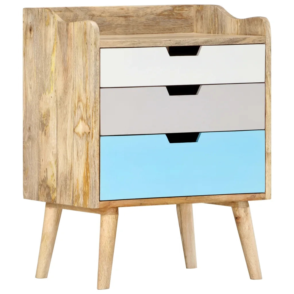 Comodino-Tavolino da notte 47x35x63 cm in Legno Massello di Mango