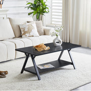 TAVOLINO DA SALOTTO 110x57x44,5 cm Nero MDF e Metallo con Ripiano