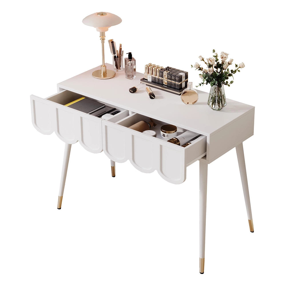 Tavolo da trucco con 2 cassetti - Xylo - Bianco, 100¡Á40¡Á76 cm