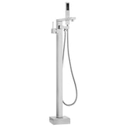 Miscelatore vasca da bagno freestanding Kit doccia con rubinetto cromato argento montato a pavimento