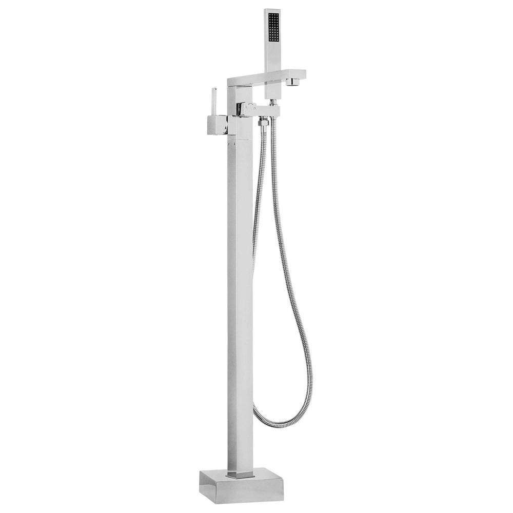 Miscelatore vasca da bagno freestanding Kit doccia con rubinetto cromato argento montato a pavimento
