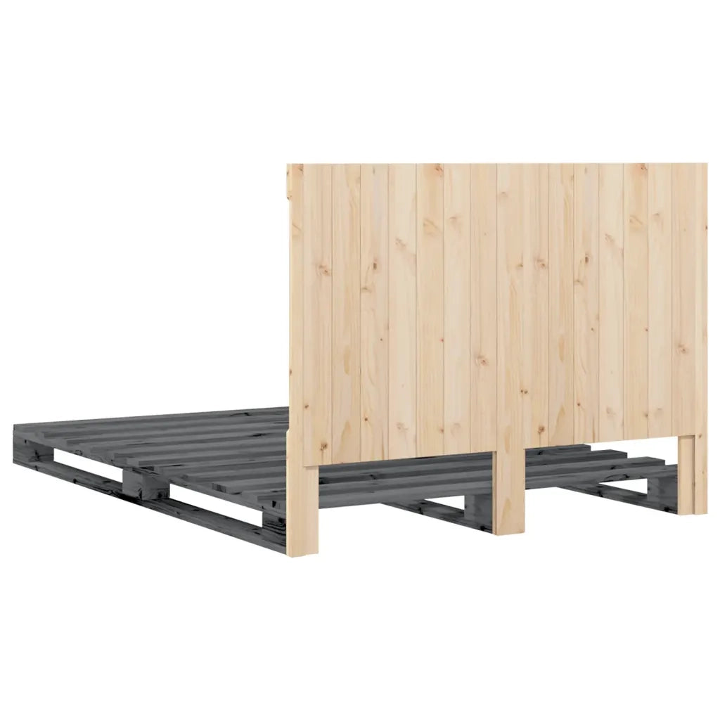 Giroletto senza Materasso Grigio 160x200 cm Legno Massello Pino 3281583