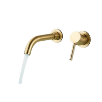 NAVIS |Rubinetto da bagno montaggio a parete in 2 parti oro spazzolato semplice in acciaio inox a parete per bagno|Miscelatore  gastronomico per hotel