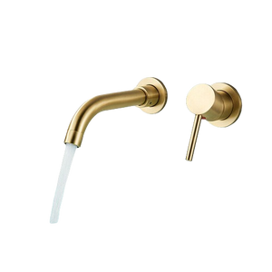 NAVIS |Rubinetto da bagno montaggio a parete in 2 parti oro spazzolato semplice in acciaio inox a parete per bagno|Miscelatore  gastronomico per hotel