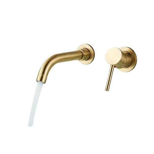 NAVIS |Rubinetto da bagno montaggio a parete in 2 parti oro spazzolato semplice in acciaio inox a parete per bagno|Miscelatore  gastronomico per hotel