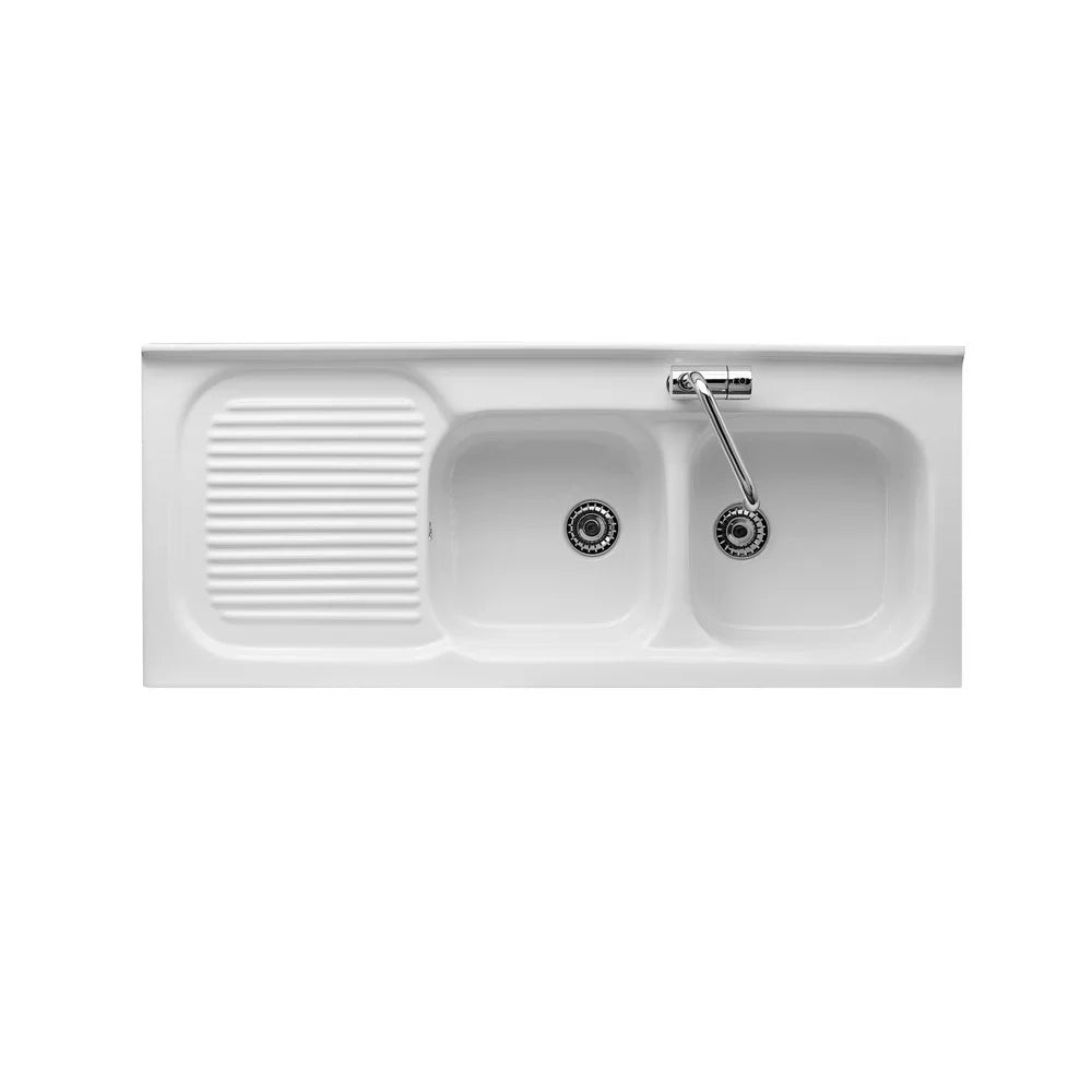 Lavello in ceramica con 2 vaschette 120 cm a incasso