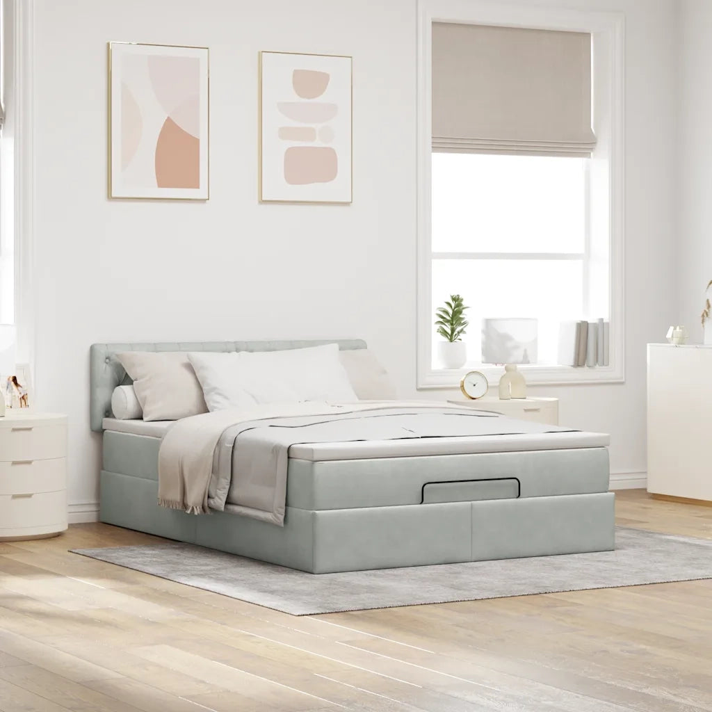 Struttura Letto Pouf con Materasso 140x200 cm in Velluto