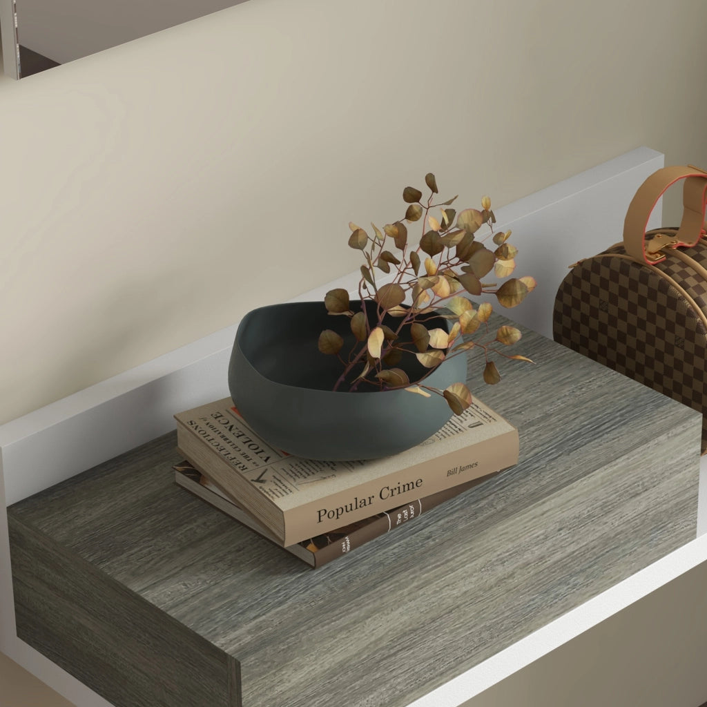 Mobile da Ingresso con Specchio e Cassetto ¨C Xylo ¨C Grigio e Bianco 75x30.5x75 cm