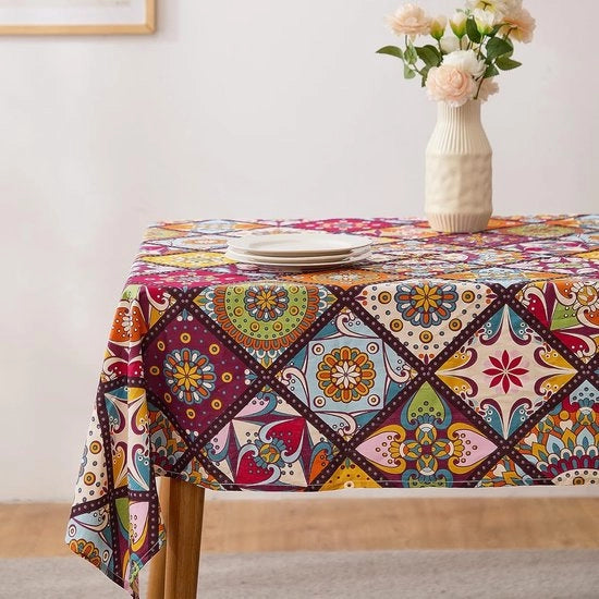 Tappeto per tavolo, tappeto per tavolo colorato Bohemiano, tende per tavolo -100% cotone tappeto rettangolare per tavolo 140 x 240 cm (paisley)