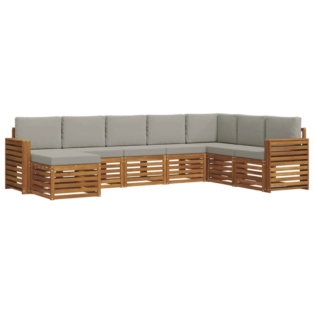 Set di divani da esterno 8 pcs Grigio Naturale e Chiaro