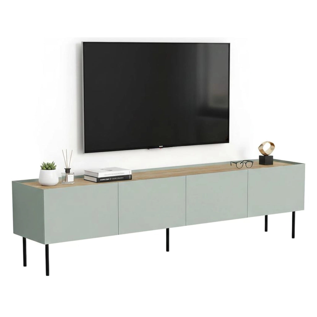 Scopa, Mobile Porta tv un Ripiano, 200x40x52h cm Verde