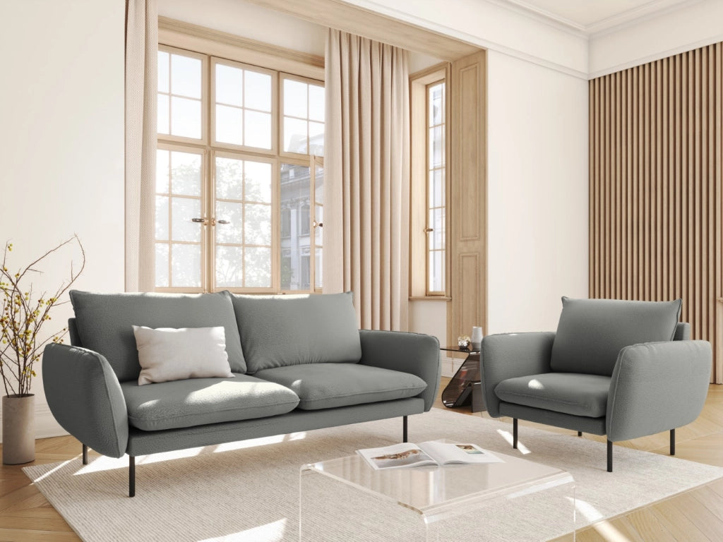 Cosmopolitan Design - Divano "Vienna" 2 posti in bouclé grigio 